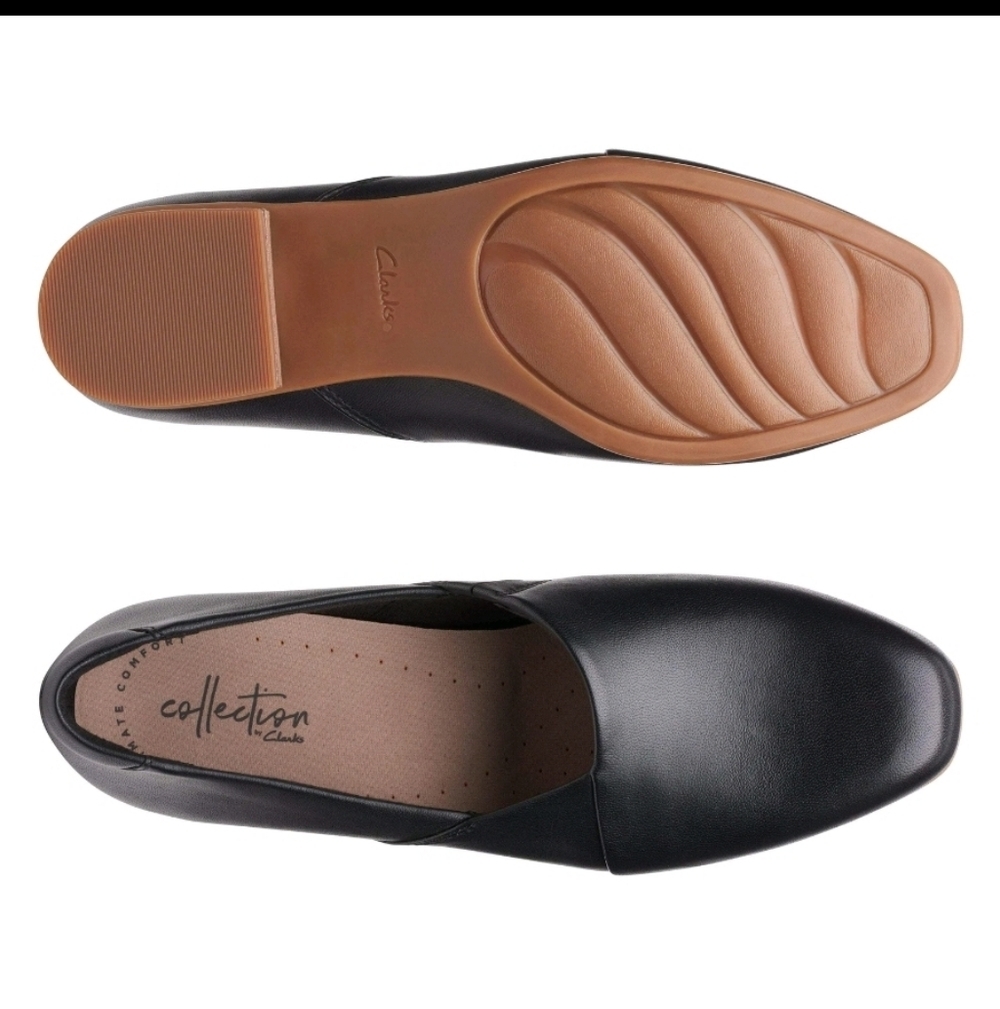 Clarks Juliet Palm Black Leather Shoes - Picture 2 of 9
